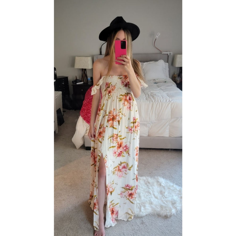 SOLD - Off the Shoulder Floral Maxi Dress